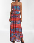 FELICITY & COCO STRAPLESS HIGH Low Tube Dress Red Moroccan Sunrise Size XS Q191