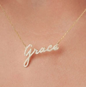 Any Name New Font Style 1.5Ct D/VVS Moissanite Women's Pendant 925 Silver 18" - Picture 1 of 6