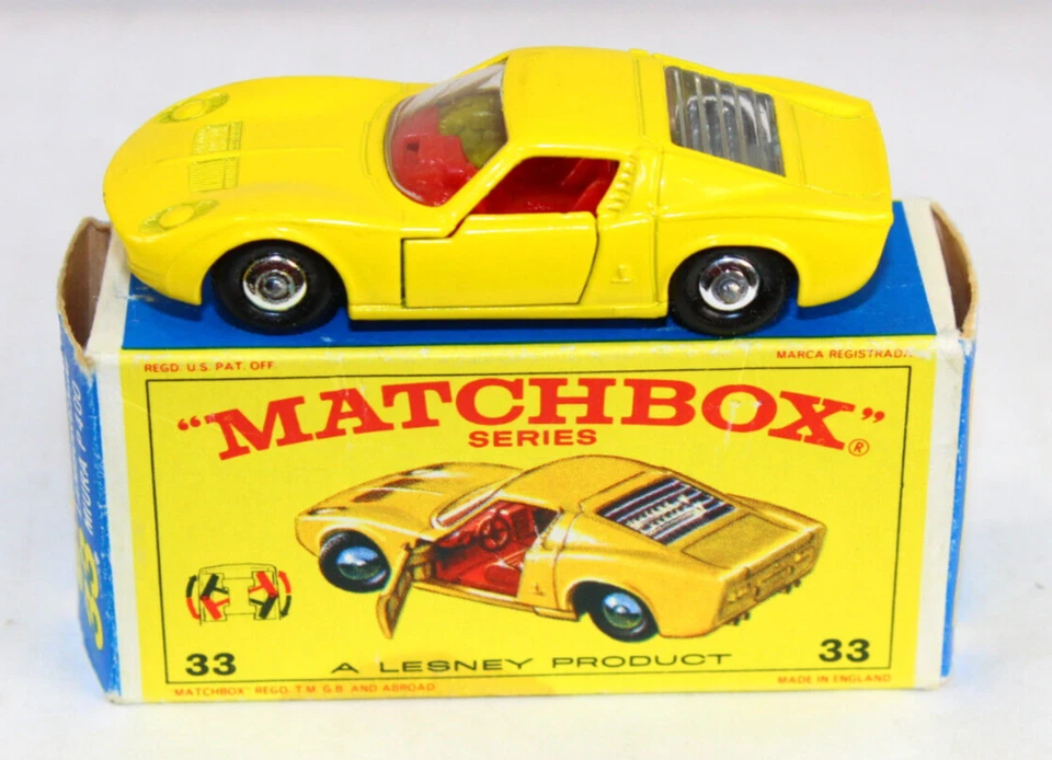 Matchbox Lesney #33 Lamborghini Miura P 400 (NM) Original Box with wear/holes - Image 1 of 4
