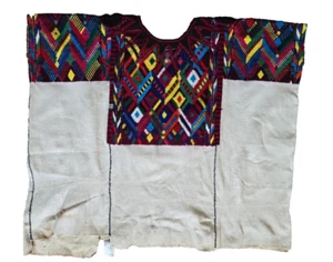 Vintage 1960s Huipil Chichicastenango Handspun Cotton Guatemala Collectors Piece - Picture 1 of 10