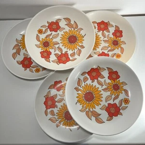 x6 Lot Plates Assiettes TEFAL Melamine 255 - Made in France -Motif Fleurs Hippie - Foto 1 di 4