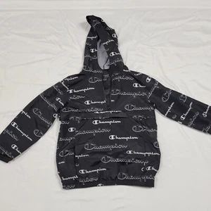 Sporty Jacket Kids Spring Track Champion Windbreaker Black Sports Logo SzS - Picture 1 of 4