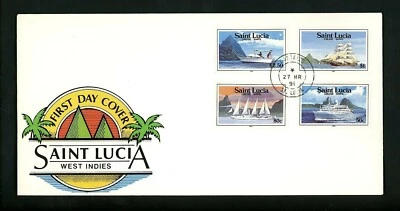 Postal History St. Lucia FDC #976-979 Boats ships sailboat cruise fishing 1991 - Image 1 of 2