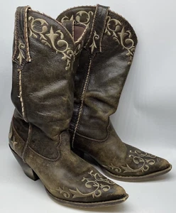 DURANGO CRUSH 6M Brown Embroidered Cowboy Boots 12" Western Women RD3203 Worn In - Picture 1 of 10