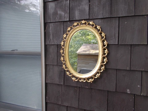 Vintage Syroco Hollywood Regency 1940's Mirror Gold Cover