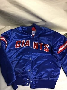 Vintage New York Giants NFL Starter Satin Bomber Jacket Red Quilt Lined Size M - Picture 1 of 11