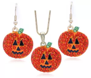 Juego de pendientes colgantes de calabaza de fiesta de Halloween feliz evento Jack-O-Lantern - Imagen 1 de 2