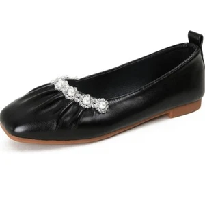 Women's Pearl Square Toe Mary Jane Shoes Comfortable Slip On Ballet Flats. - Picture 1 of 7