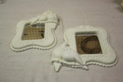 Vintage MCM Love Birds Mirrors Set Of 2 Faux Wicker - Image 1 of 4