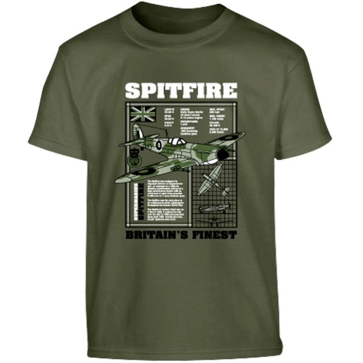 KOMBAT UK JUNGEN BRITISCHE ARMEE RAF SPITFIRE T-SHIRT KINDER 2. WW. ROYAL LUFTWAFFE MILITÄR TOP