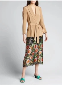 Alice + Olivia Maeve Burnout Chiffon Seidenmischung Midi-Rock neu mit Etikett Größe 4 - Bild 1 von 10