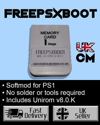 FreePSXBoot Memory Card For PAL Playstation / PSX / PS1 Softmod With Unirom • 12.09€