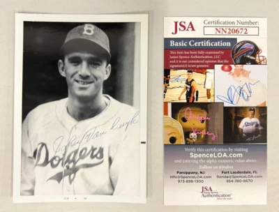 Johnny Van Cuyk Signed B&W Photograph JSA Certified AUTO Brooklyn Dodgers MLB! - Image 1 of 4