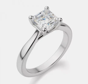 14K White Gold Engagement Ring 1.50 Ct Asscher Cut Lab Grown Diamond/CVD - Picture 1 of 6