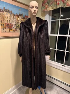 New! Natural Ranch Black 46" Long Mink Size 6/8 Small Medium Real Fur Swing Coat - Picture 1 of 8
