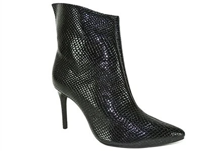 Aqua Women's Hendrix High Heel Booties Black Patent Snake Smash Size 7.5 B - Image 1 of 4
