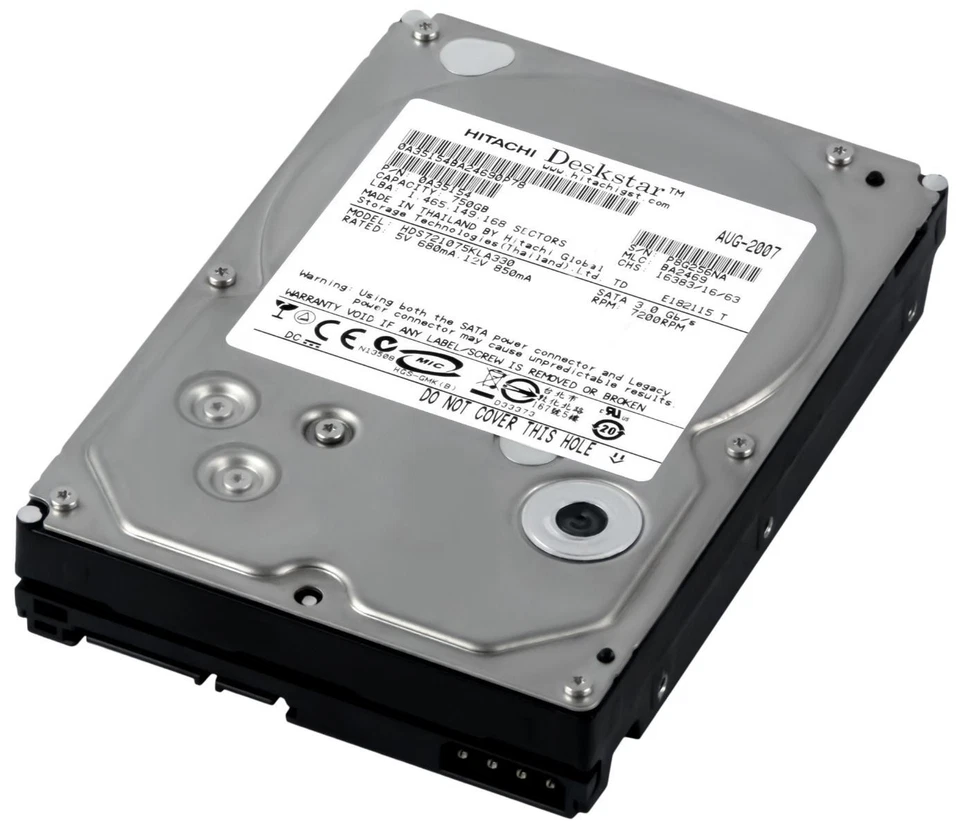 Hitachi Deskstar 7K1000 HDS721075KLA330 750GB 7200U/Min 32MB SATA II 3.5 " - Image 1 of 3