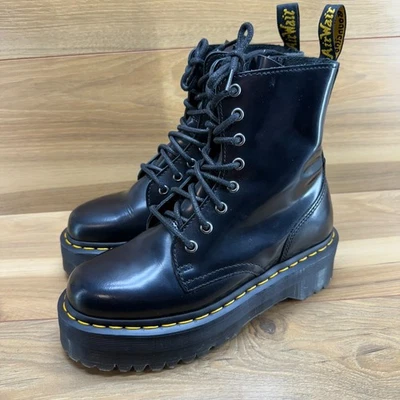 Dr. Martens Jadon Platform Chunky Womens 7 Combat Boots Black Leather Zip EU 38 - Image 1 of 4