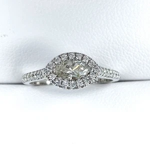 2.50Ct Marquise-Cut G/VS1 Lab Grown Diamond Halo Engagement Ring 14K White Gold - Picture 1 of 7
