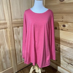 J. JILL Pure Jill Long Sleeve Stretch Cotton Tee Size Large Pink - Picture 1 of 10
