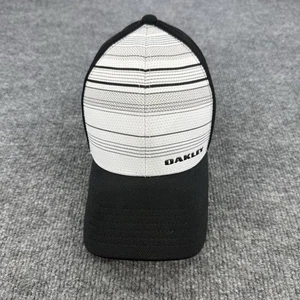 Oakley Men’s Ball Cap Hydrolix S/M Black White Striped Flex Fit Hat - Picture 1 of 15