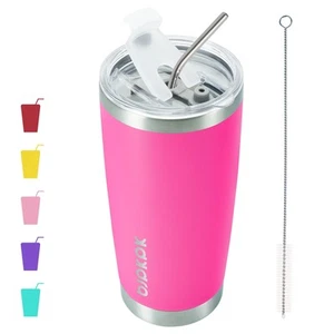 20 oz Insulated Tumblers With Lid And Straw Travel Coffee Mug Tumbler Cup,Pink - Picture 1 of 6