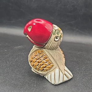 Figura de colección Artesania Rinconada pájaro tucán oro rojo Uruguay arcilla 3" firmada - Imagen 1 de 11