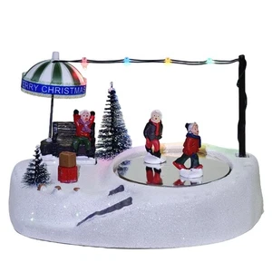 Pueblo de Navidad Pista de Patinaje sobre Hielo Musical Decoración Animada con Patinadores en Mudanza... - Imagen 1 de 6