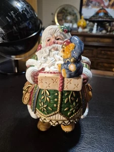 Fitz And Floyd Jolly Ole St. Nick Lidded Box Santa Candy Jar with 8" Box EUC - Picture 1 of 7