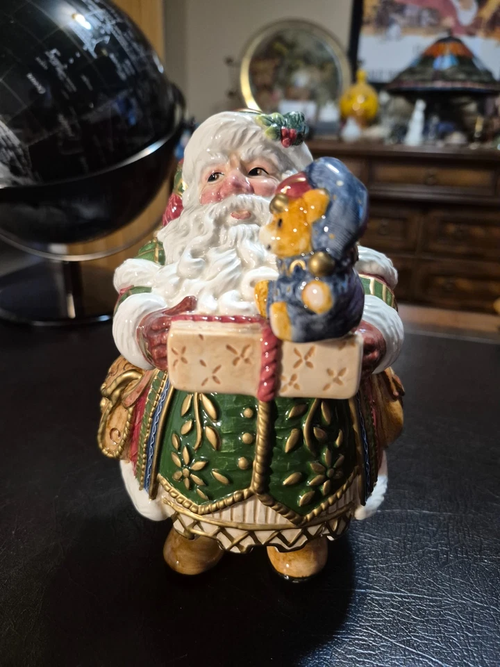 Fitz And Floyd Jolly Ole St. Nick Caja con Tapa Tarro de Caramelos de Santa con Caja de 8" Usado en Excelente Condición Foto 1 de 4