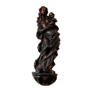 Estatua de pared de cera vintage 92 religiosa hecha a mano Virgen María Niño Jesús - Imagen 1 de 15