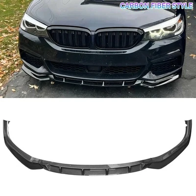 Carbon Look Front Bumper Lip For BMW 17-19 5 Series G30 G31 G38 M550i M Sport - Image 1 of 4
