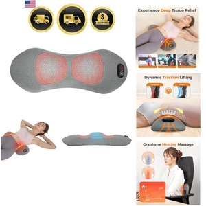 Cordless Lumbar Support Pillow Back Massager Pain Relief Heating Vibration - Picture 1 of 8