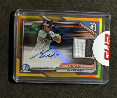 2025 Bowman Chrome Max Clark Gold Auto /50 Relic #BCAR-MC Detroit Tigers - Image 1 of 2