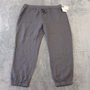 Ellen Tracy Ankle Hose Damen XL Grau Leinen Taschen Kordelzug 40x27 Neu - Bild 1 von 11