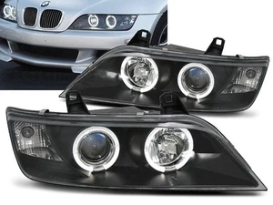 faros BMW Z3 1996 1997 1998-2002 cupé ROADSTER ojos de ángel negro LHD - Imagen 1 de 1