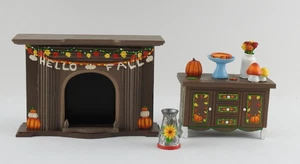 Handbemalte Miniatur Herbst Kamin Schrank Set Puppenhaus Deko Herbst Kürbis - Bild 1 von 15