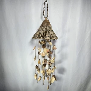 Carillón de viento móvil de colección Seashell 26" rústico raíz madera superior boho tiki arte costero - Imagen 1 de 12