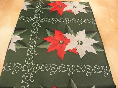 nuevo festivo ~ CORTINA DE DUCHA DE TELA DE NAVIDAD ~ rojo y verde vacaciones POINSETTIAS Foto 1 de 4