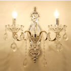 French Country Clear Crystal Glass 2 Candle Lights Indoor Porch Wall Lights Loft