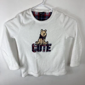 Disney Love to Lounge Winnie The Pooh White Red Plaid CUTE Sweater Size M (6-8) - Picture 1 of 10