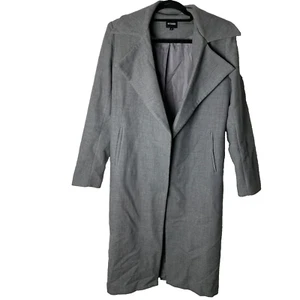 Missguided Grey Longline Open Wool Feel Trench Over Coat Women's Size UK 8 - Picture 1 of 9
