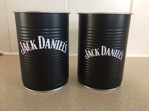 SET OF TWO DIFFERENT DESIGN JACK DANIELS BEAN TIN STORAGE POTS - Picture 1 of 2