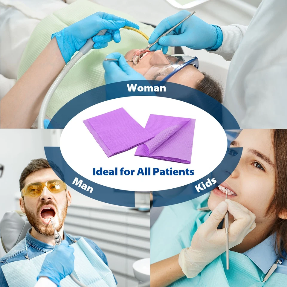 JEVOLVE Dental Bibs 7.2g 3Ply Waterproof Disposable Paper Bib for Patients 13" x 18"