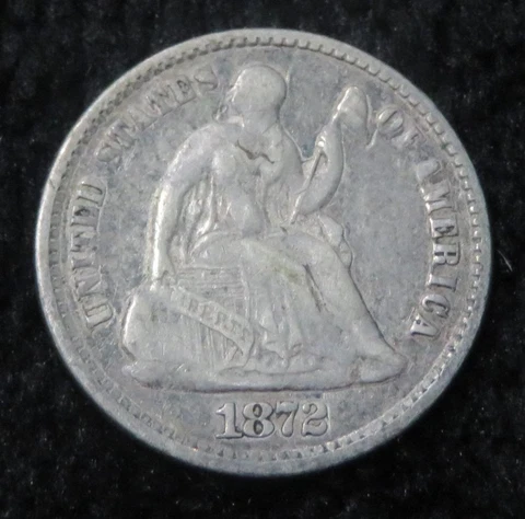 1872 Seated Liberty Half Dime * Partial Liberty * Nice Eye Appeal * 3322 Cover