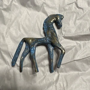 Vintage HORSE Statue BRONZE Ancient GREEK Emboss Trojan SCULPTURE Figurine - Picture 1 of 8