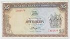 1976 Rhodesia (Zimbabwe) Old 5 Rhodesian Dollars Banknote Lions South Africa
