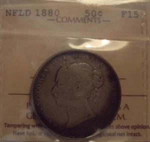 Canada Newfoundland 1880 Silver 50 Cents - ICCS F-15 (XCX 413) - Picture 1 of 3
