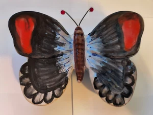 Hermosa jarra de arte de pared mariposa pintada a mano MCM de colección Italia 1972 - Imagen 1 de 8