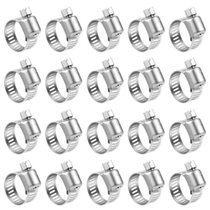 Hose Clamp, 20 Pack Stainless Steel Adjustable 6-12Mm Size Range Worm Gear Fuel - Picture 1 of 12